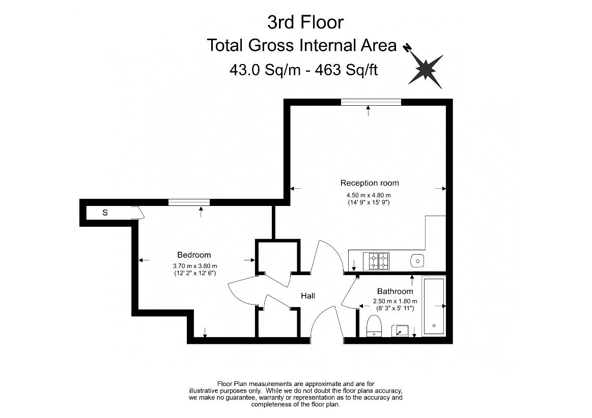 1 bedroom flat for sale - floorplan