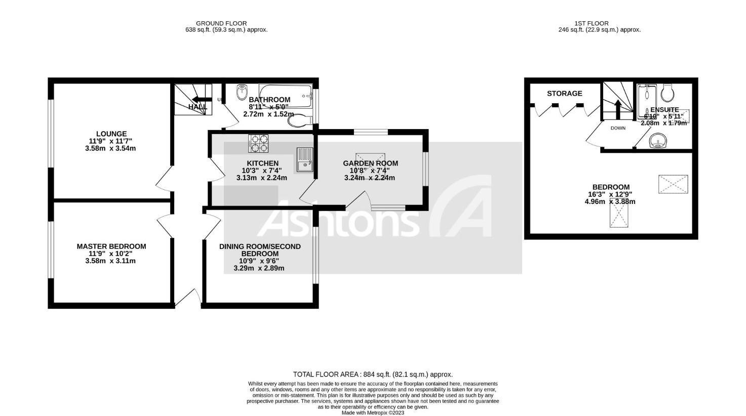 2 bedroom bungalow for sale - floorplan