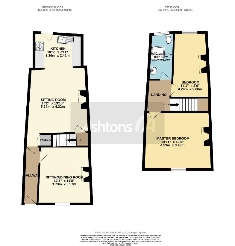 2 bedroom terraced house for sale - floorplan