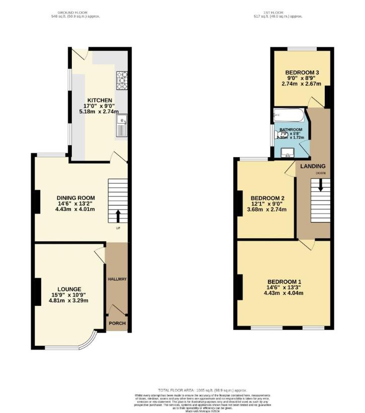 3 bedroom terraced house for sale - floorplan