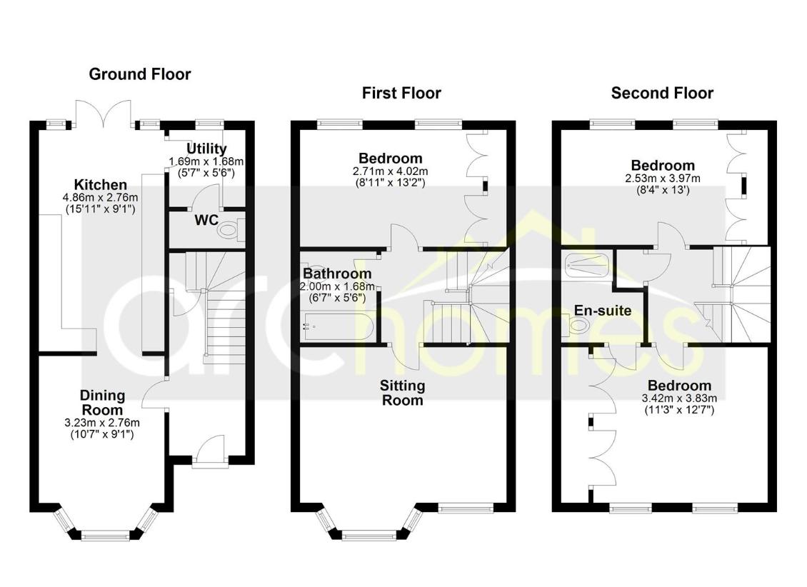 3 bedroom semi-detached house for sale - floorplan