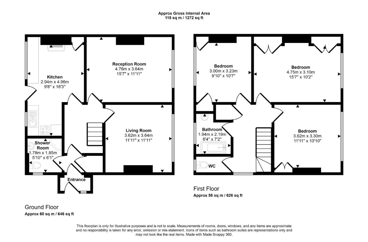 3 bedroom semi-detached house for sale - floorplan