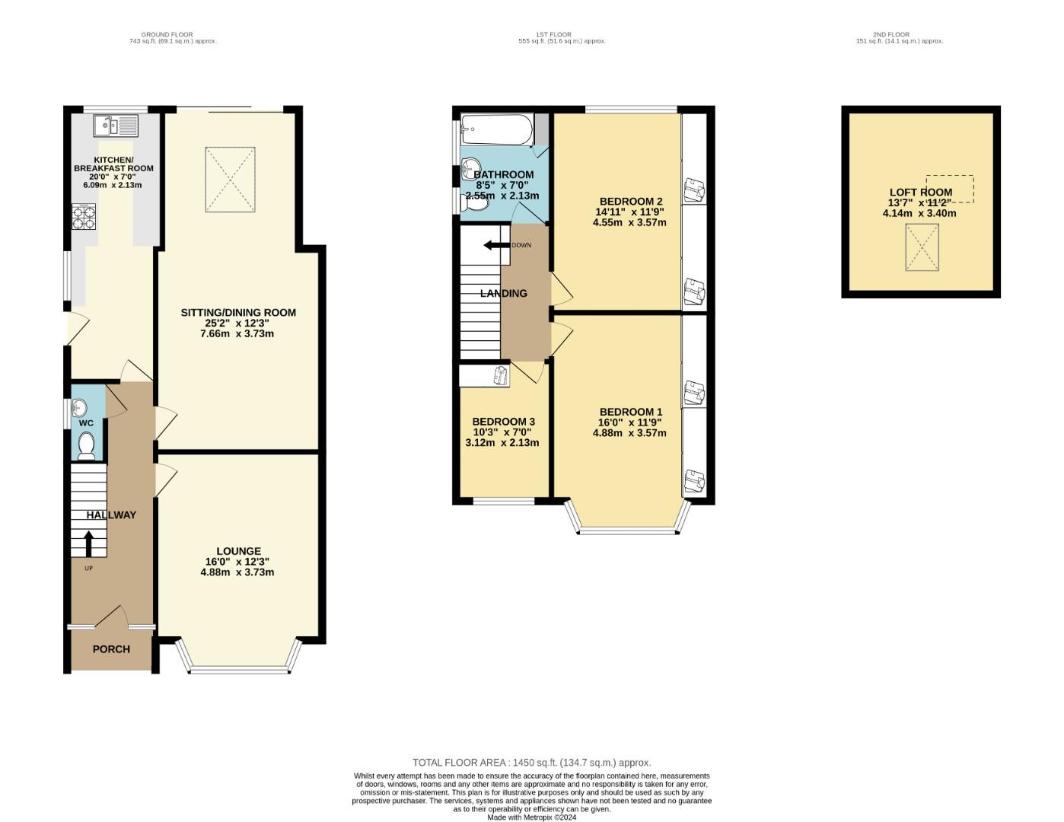 3 bedroom semi-detached house for sale - floorplan