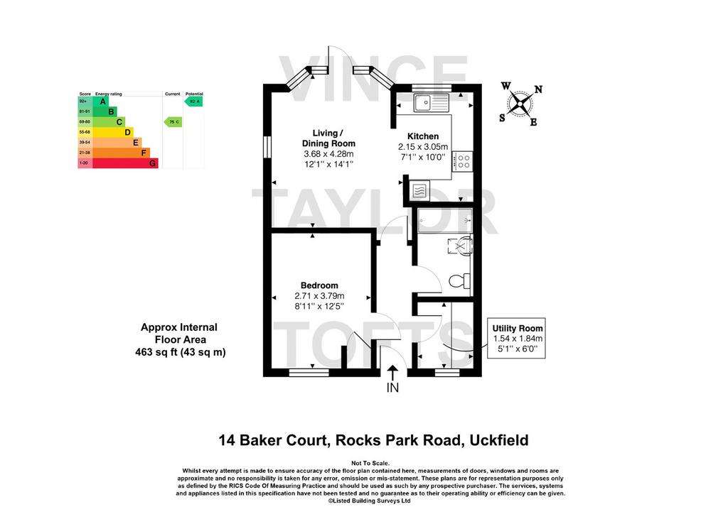 1 bedroom bungalow for sale - floorplan