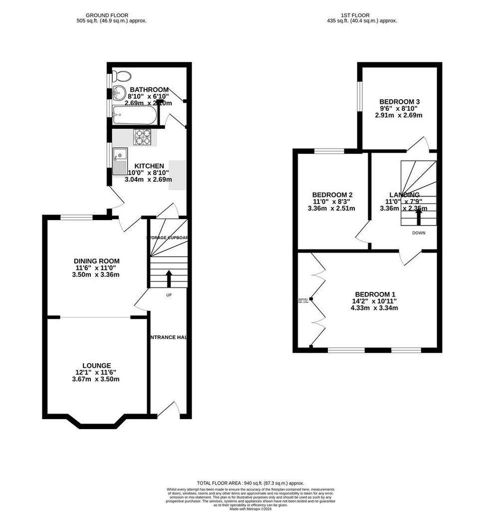 3 bedroom terraced house for sale - floorplan