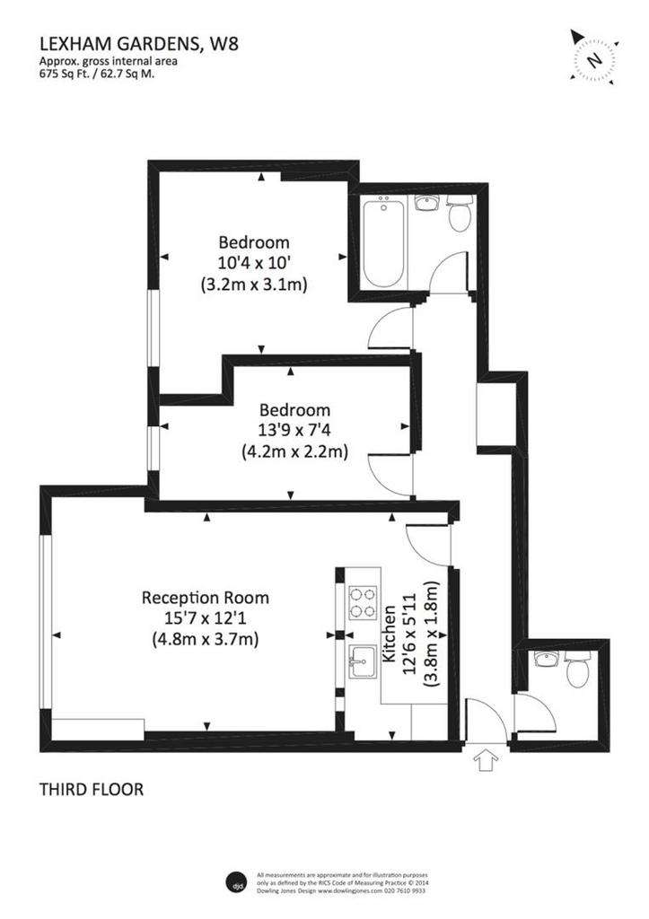 2 bedroom flat to rent - floorplan