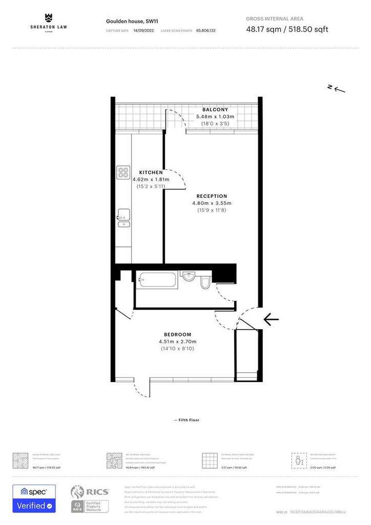 1 bedroom flat to rent - floorplan