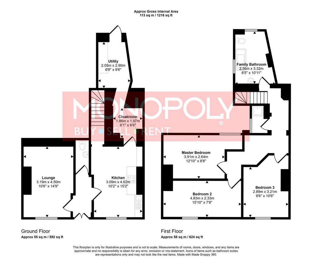 3 bedroom end of terrace house for sale - floorplan