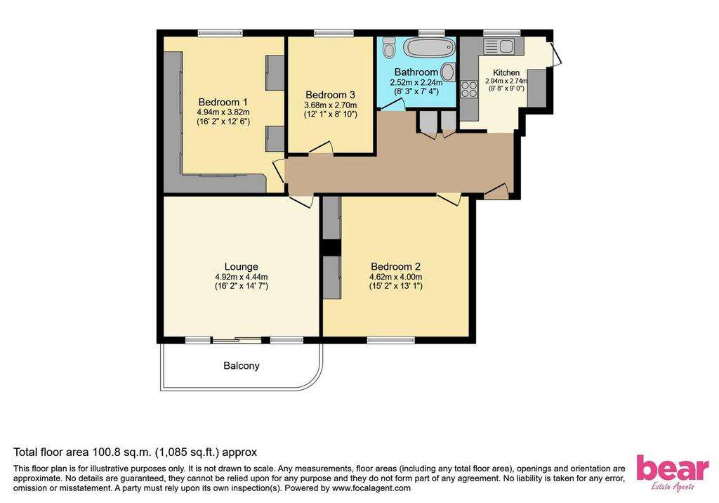 3 bedroom flat for sale - floorplan