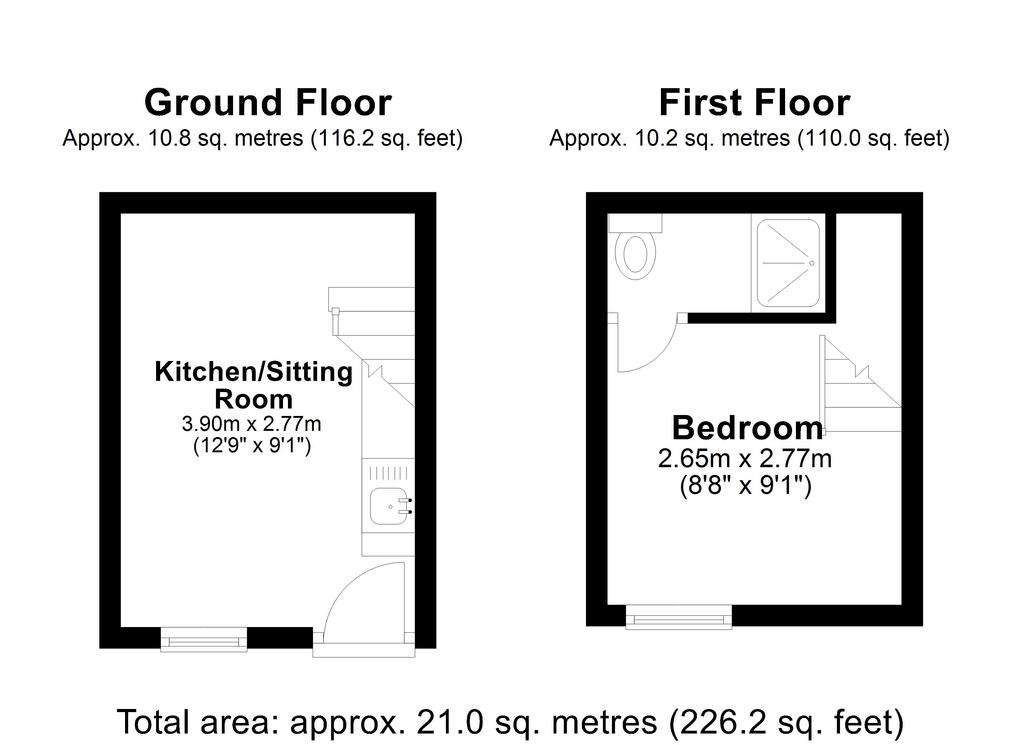 1 bedroom cottage for sale - floorplan