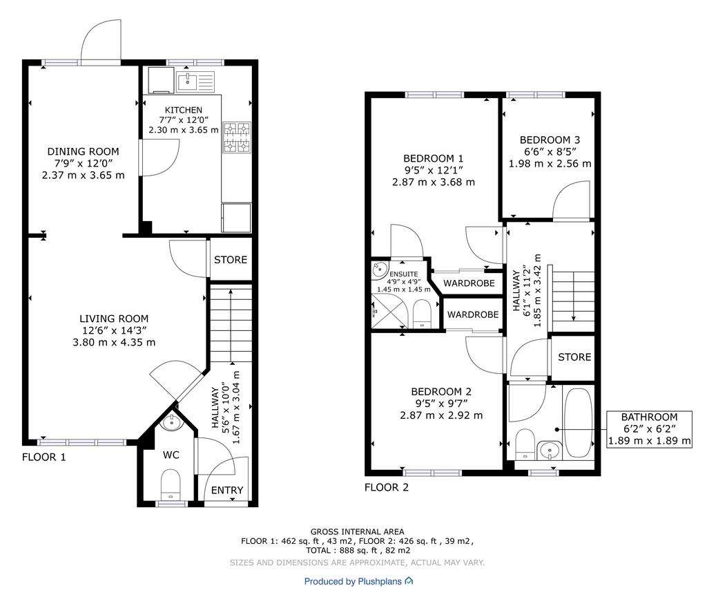 3 bedroom terraced house for sale - floorplan