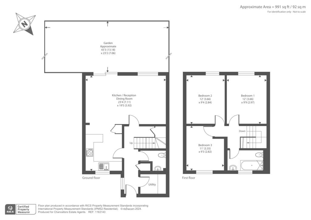 3 bedroom end of terrace house for sale - floorplan