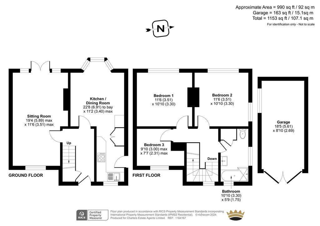 3 bedroom end of terrace house for sale - floorplan