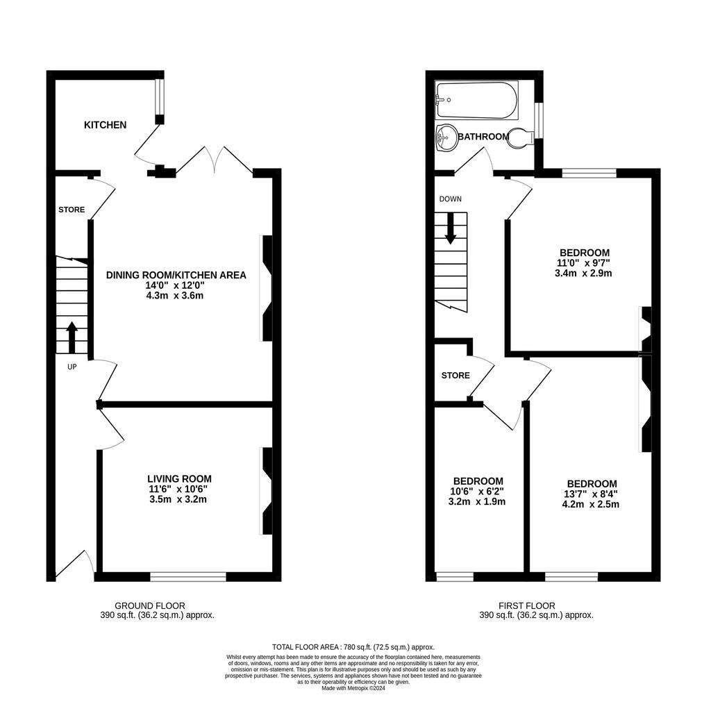 3 bedroom terraced house for sale - floorplan