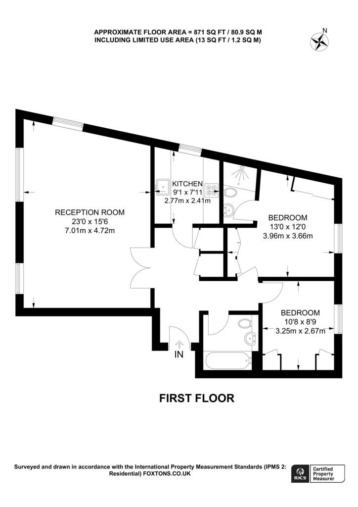 2 bedroom flat to rent - floorplan