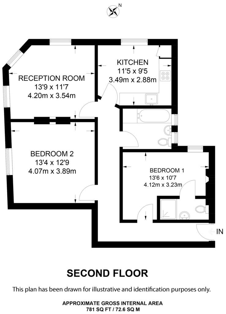 2 bedroom flat to rent - floorplan