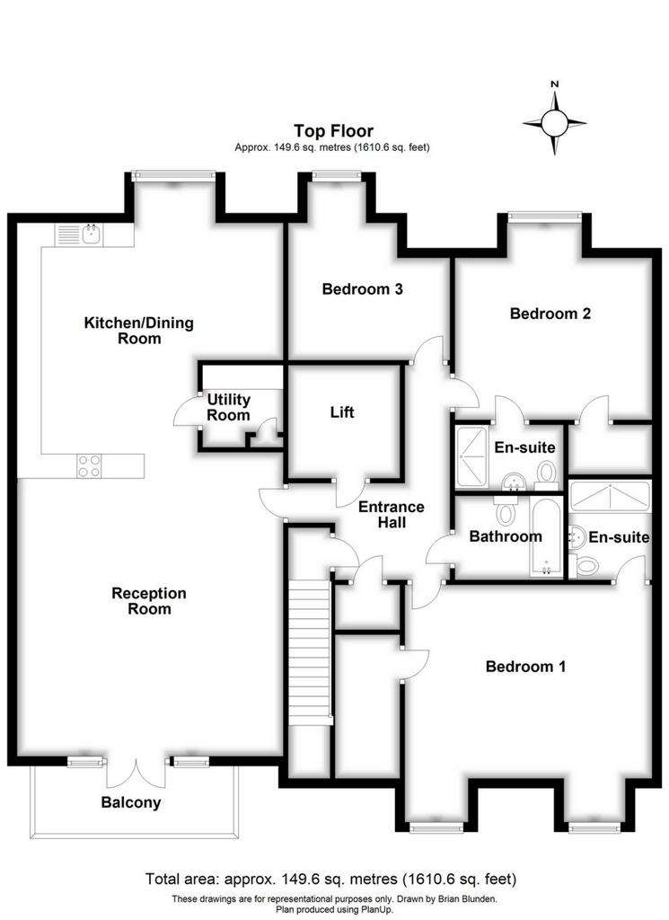 3 bedroom flat for sale - floorplan