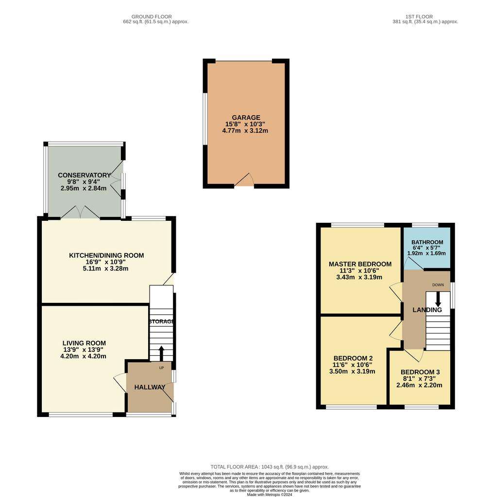 3 bedroom semi-detached house for sale - floorplan