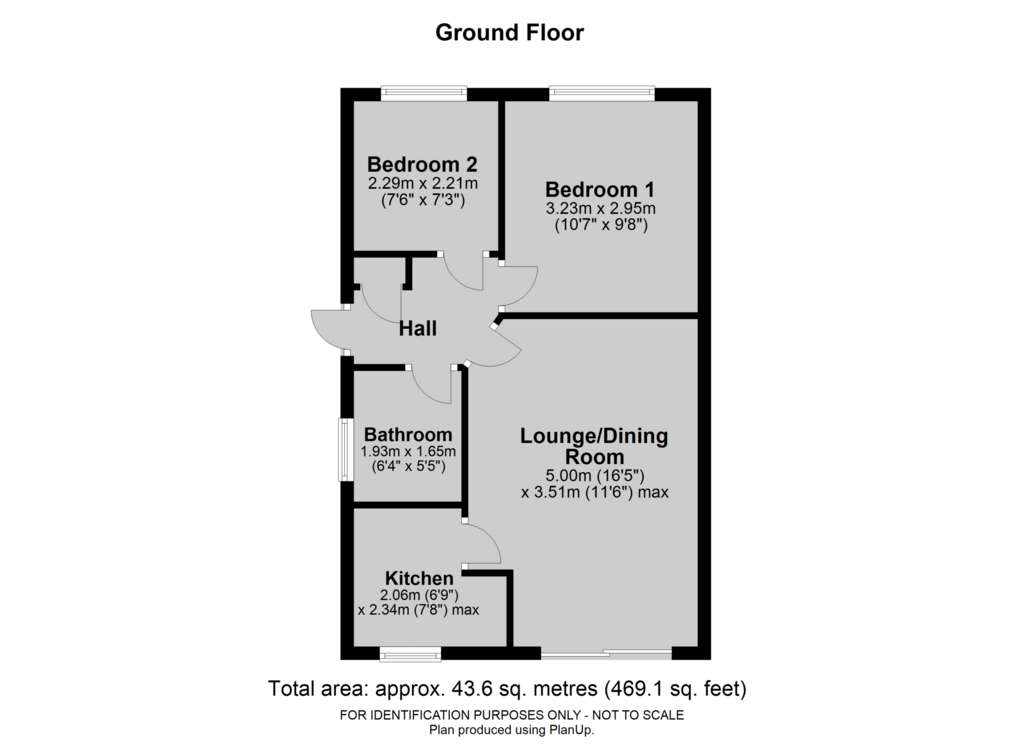 2 bedroom semi-detached bungalow for sale - floorplan