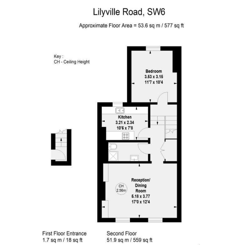 1 bedroom flat to rent - floorplan