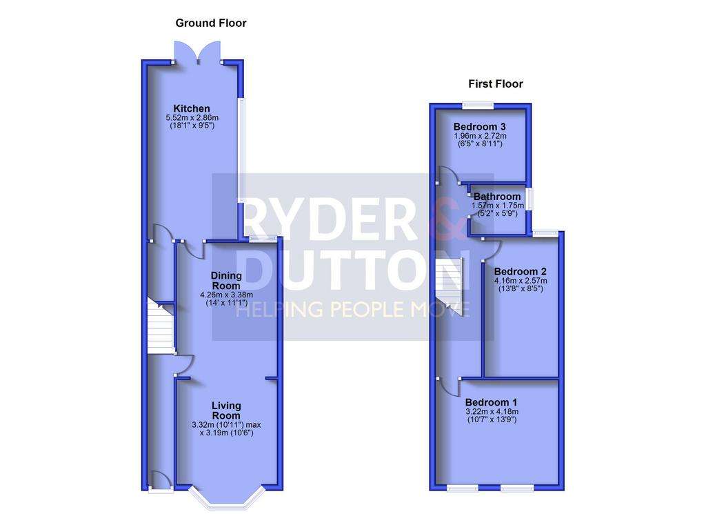 3 bedroom end of terrace house for sale - floorplan