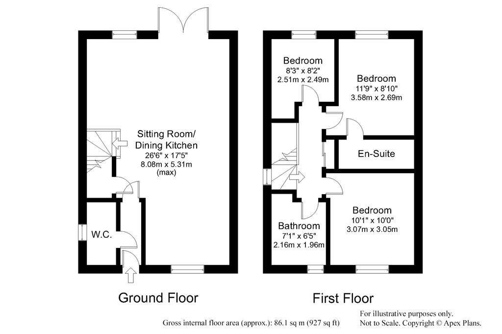 3 bedroom end of terrace house for sale - floorplan