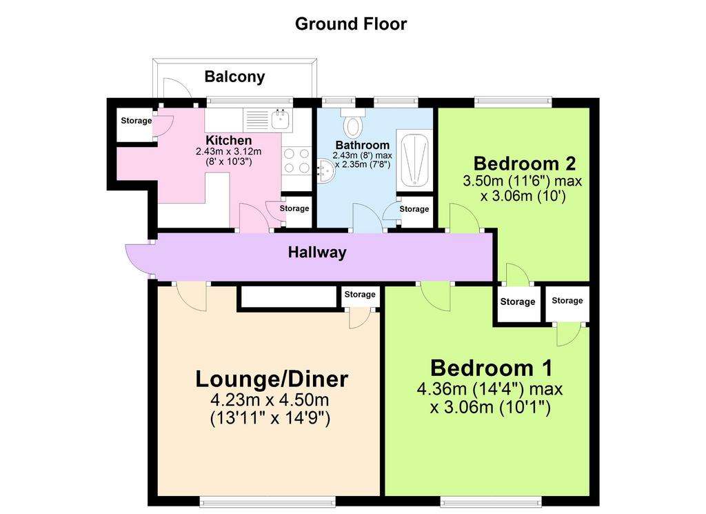 2 bedroom flat for sale - floorplan