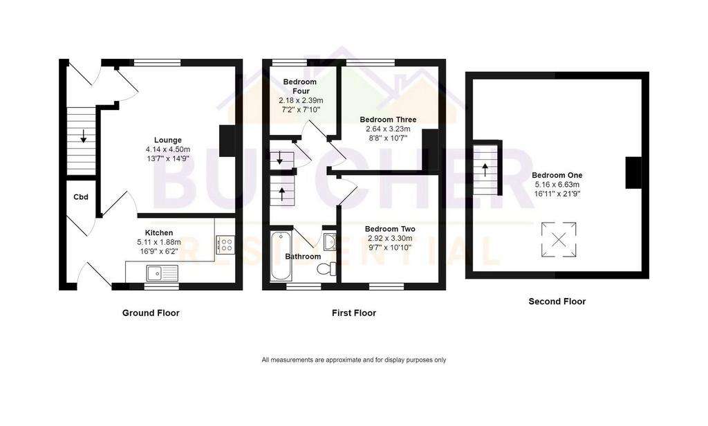 4 bedroom terraced house for sale - floorplan