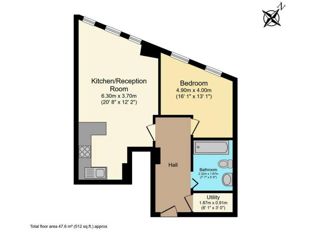 1 bedroom flat for sale - floorplan