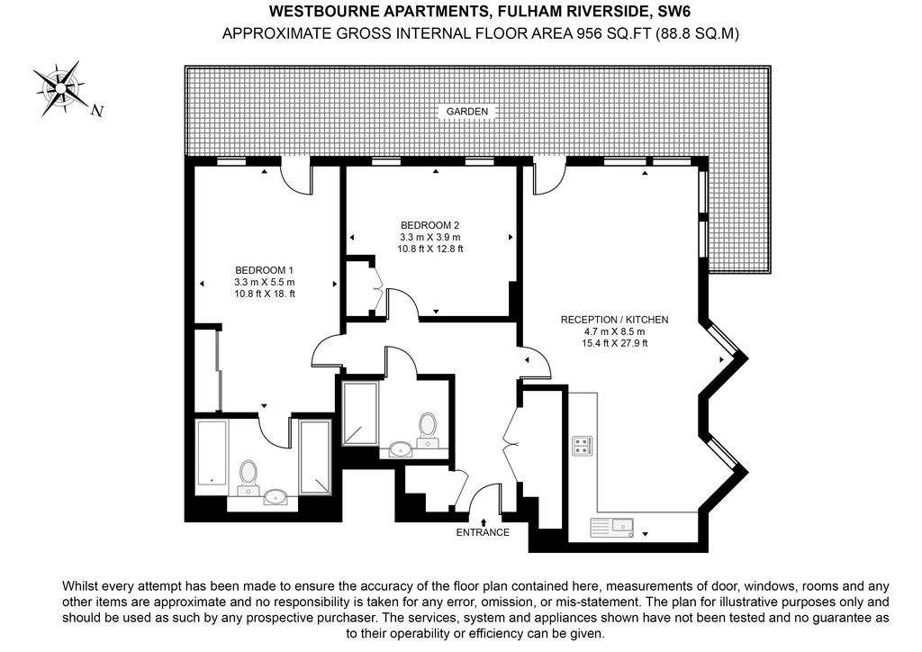 2 bedroom flat to rent - floorplan