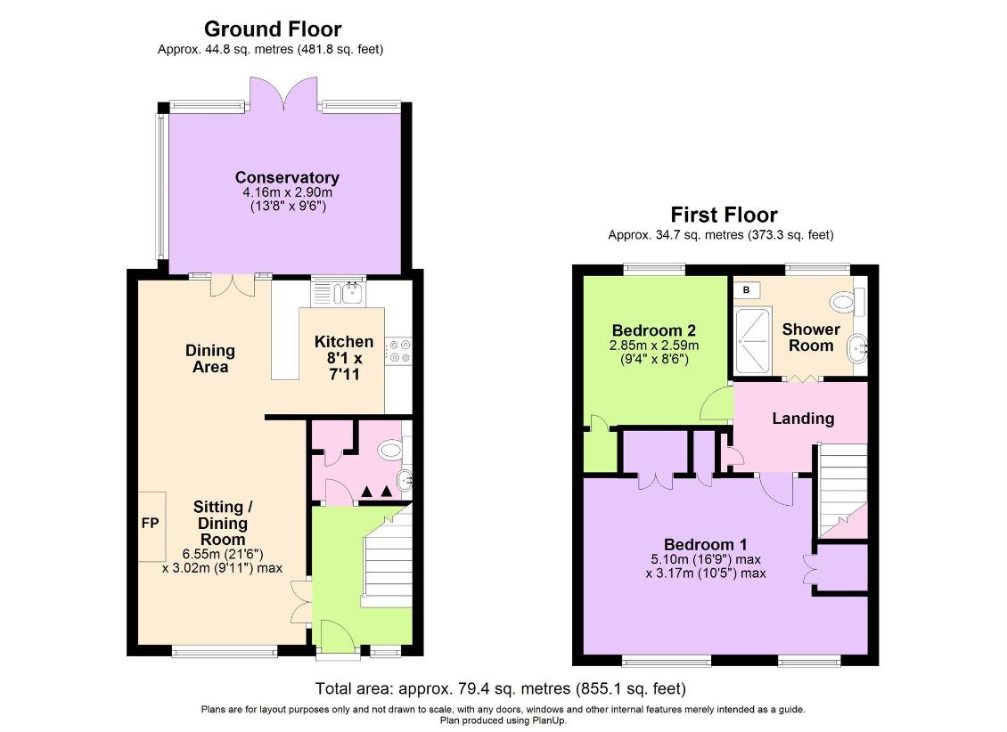 2 bedroom detached house for sale - floorplan