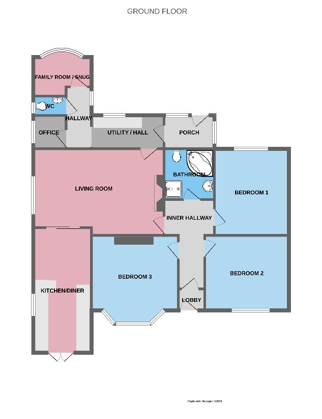 3 bedroom bungalow for sale - floorplan