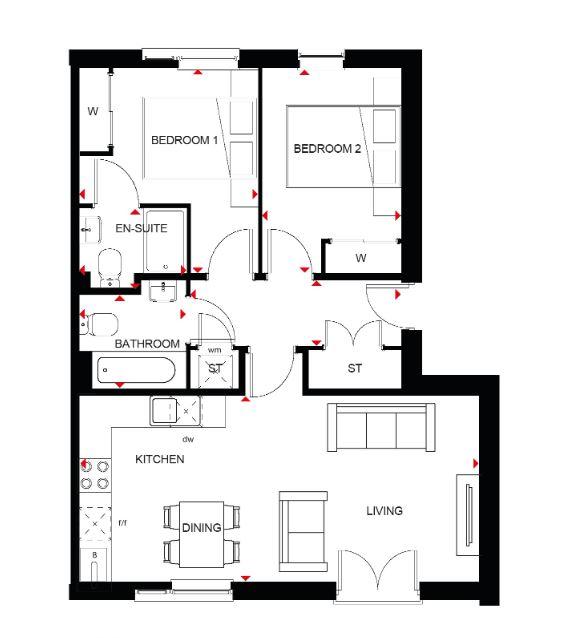 2 bedroom flat for sale - floorplan