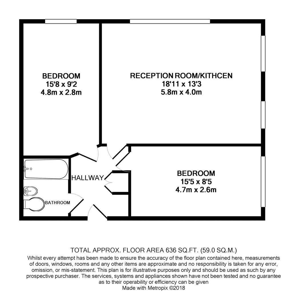 2 bedroom flat to rent - floorplan