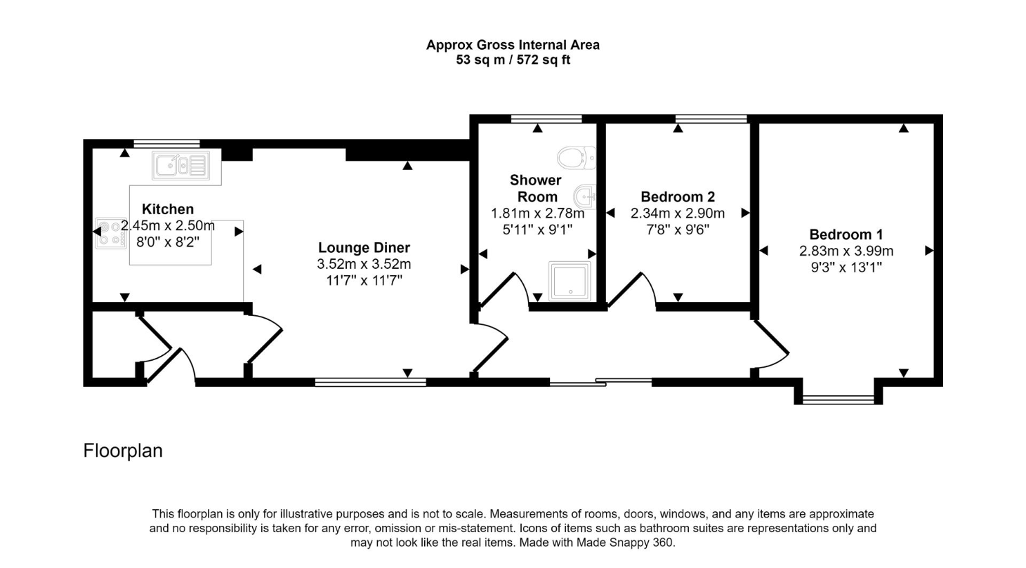 2 bedroom flat for sale - floorplan