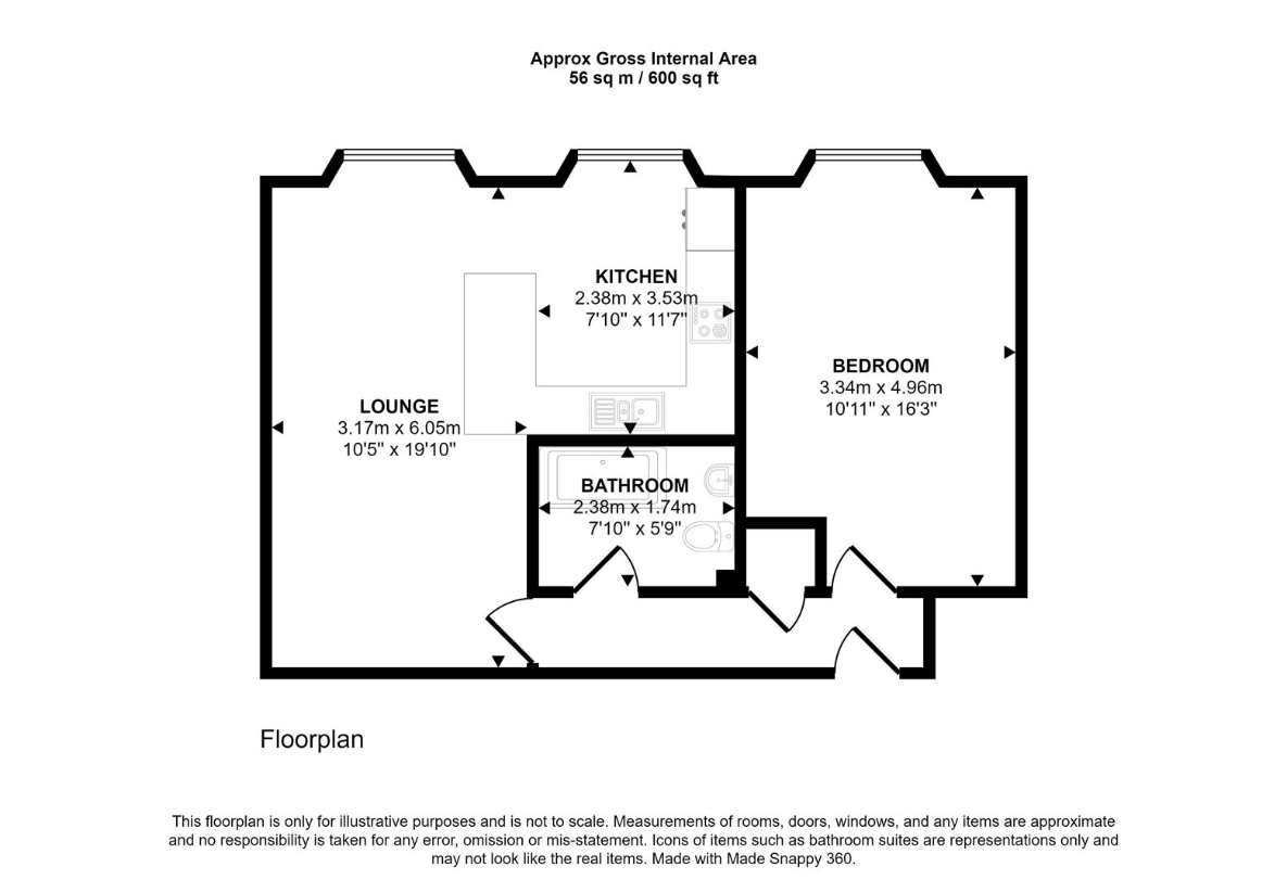 1 bedroom flat for sale - floorplan