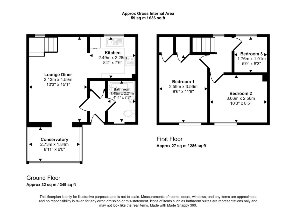 3 bedroom terraced house for sale - floorplan