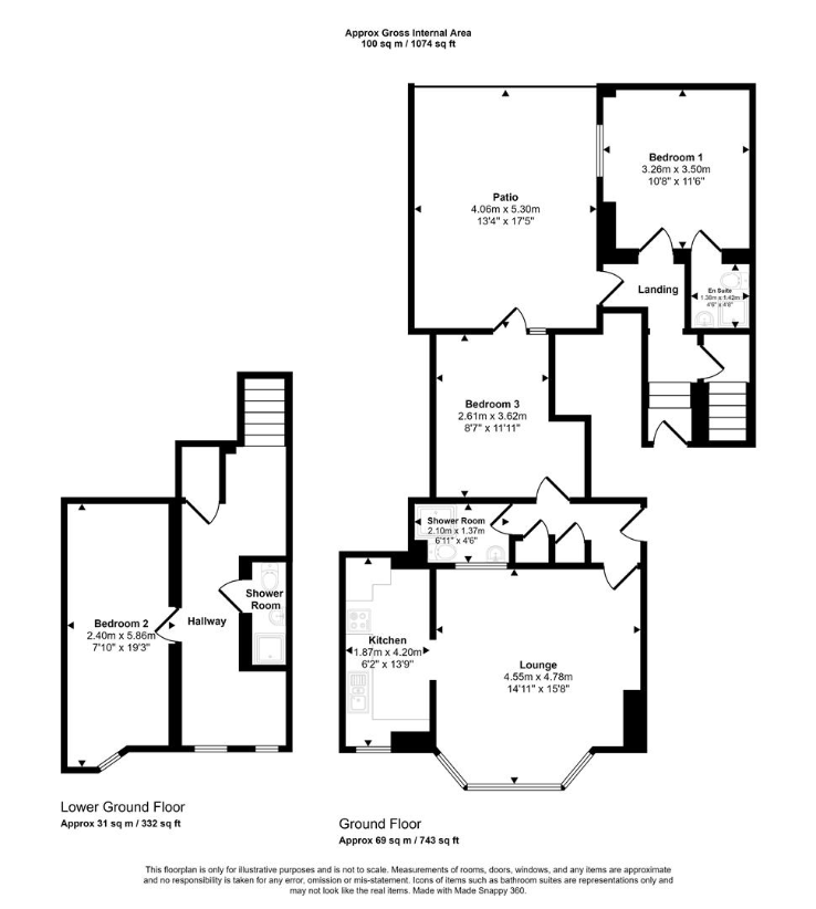 3 bedroom flat for sale - floorplan