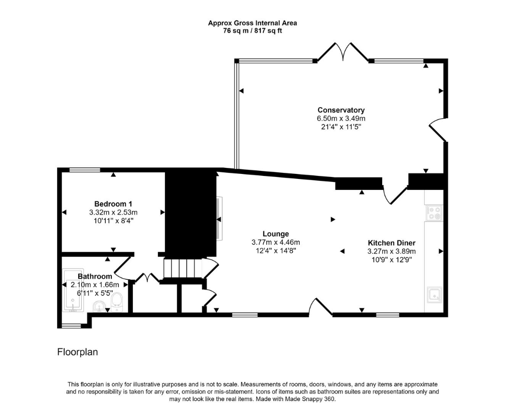 1 bedroom cottage for sale - floorplan