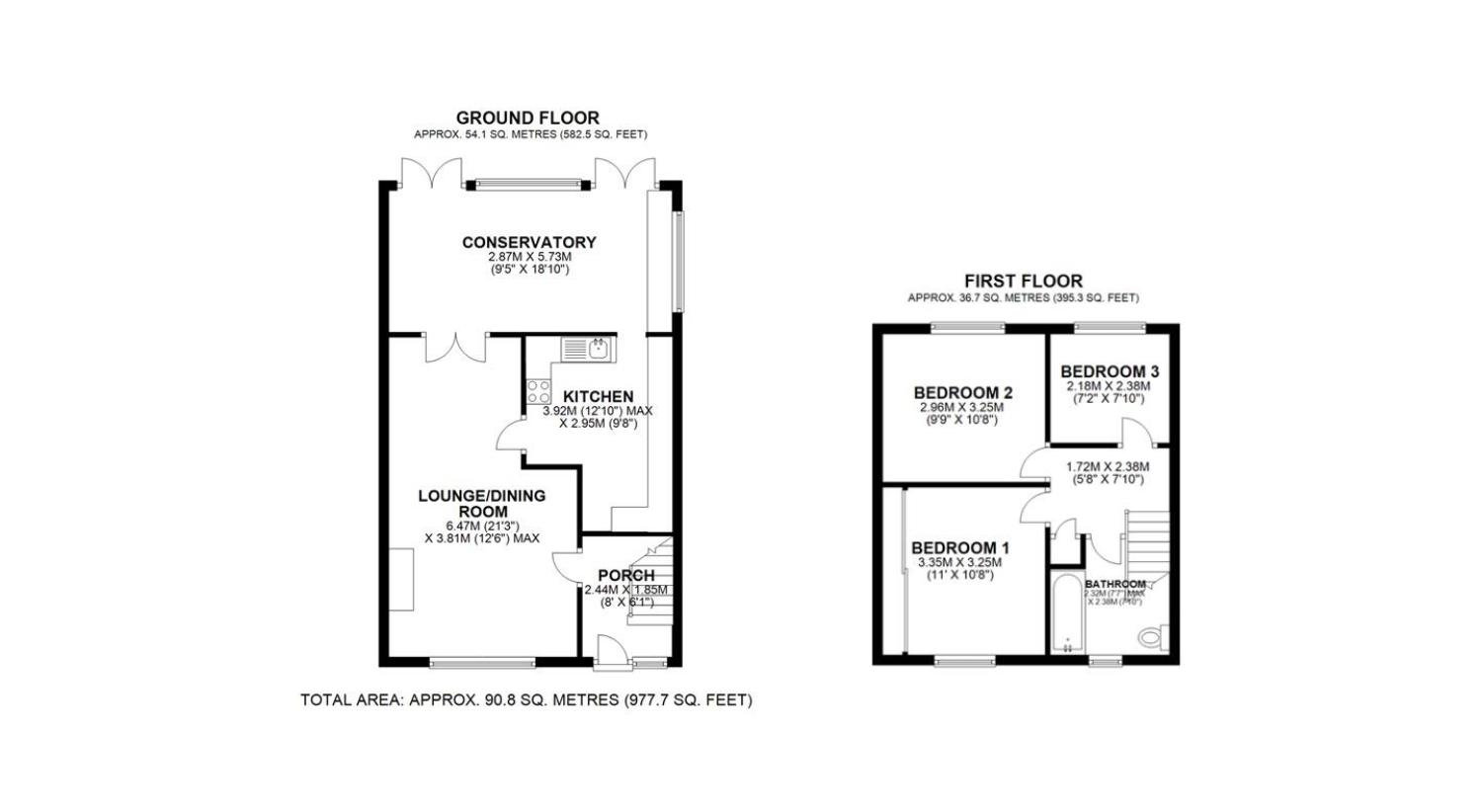 3 bedroom semi-detached house for sale - floorplan