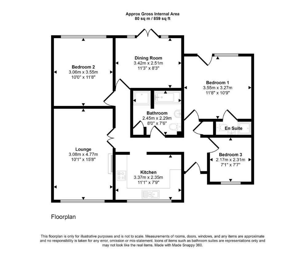 3 bedroom bungalow for sale - floorplan