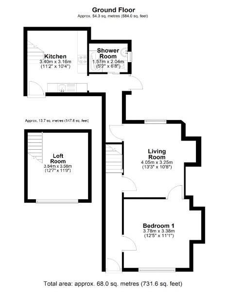 1 bedroom cottage for sale - floorplan