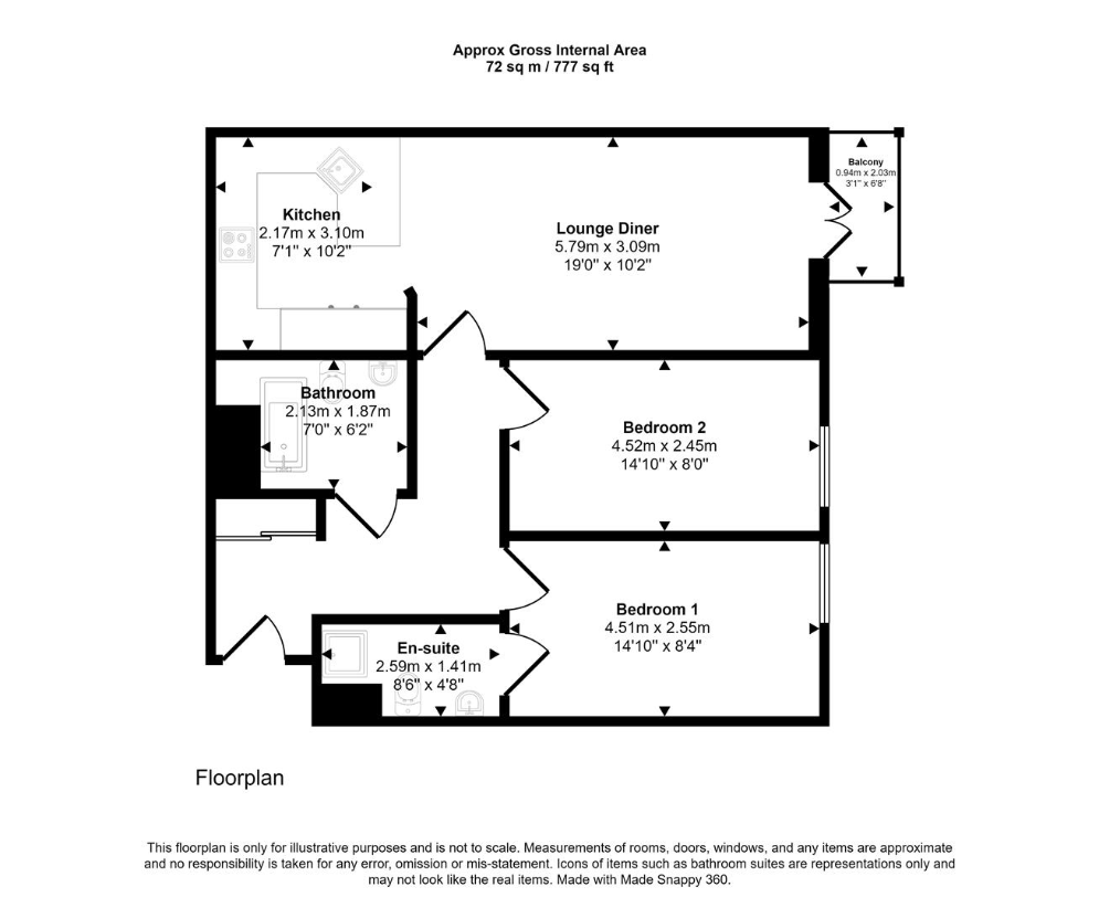 2 bedroom flat for sale - floorplan