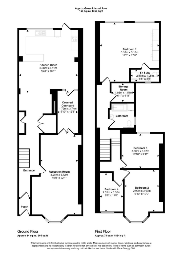 4 bedroom terraced house for sale - floorplan