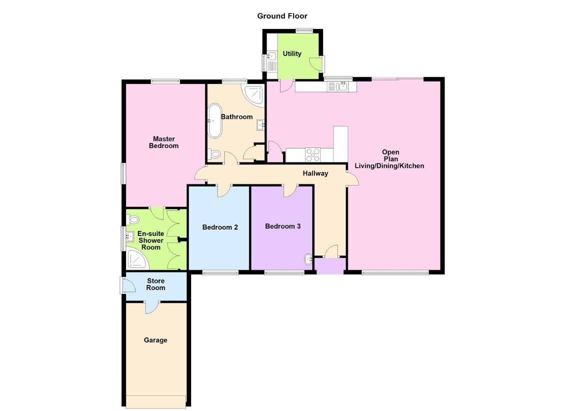 3 bedroom bungalow for sale - floorplan