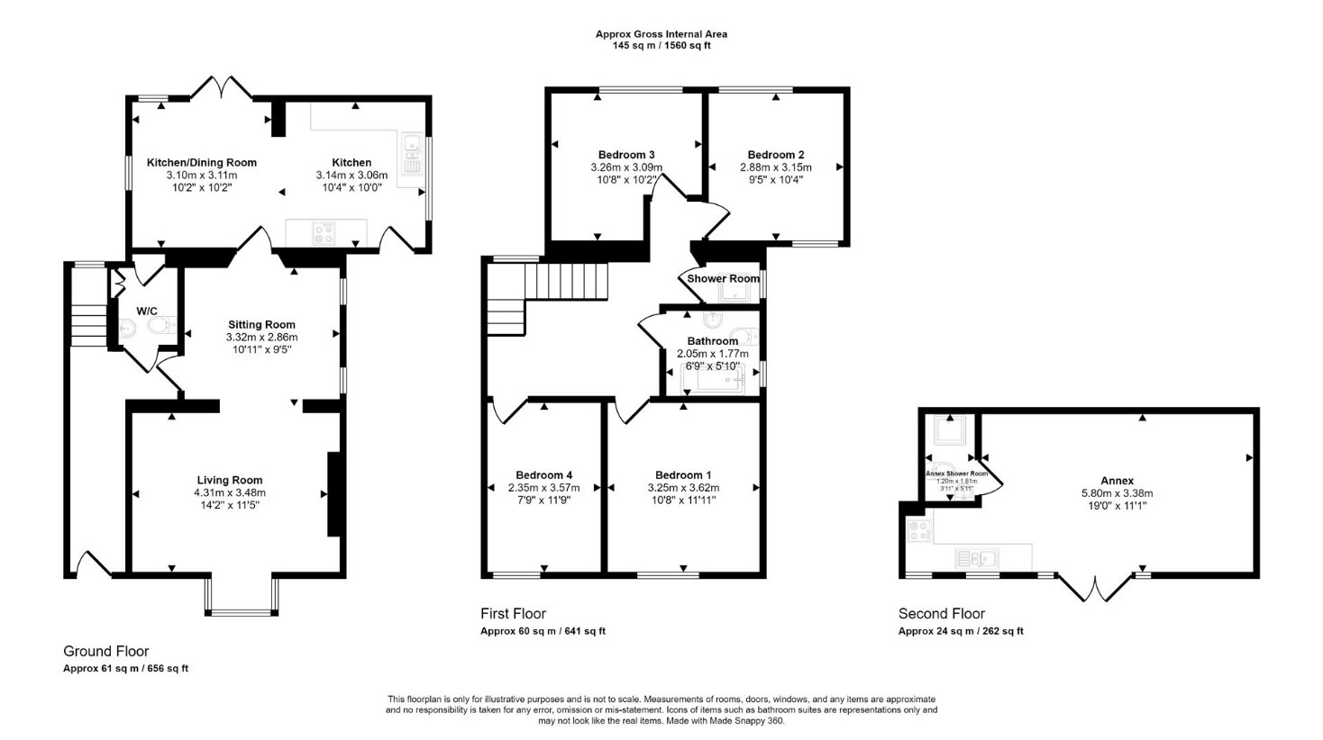 4 bedroom end of terrace house for sale - floorplan