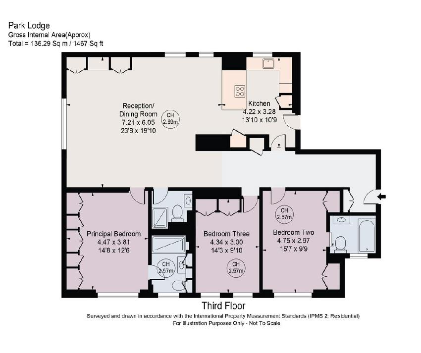 3 bedroom flat for sale - floorplan