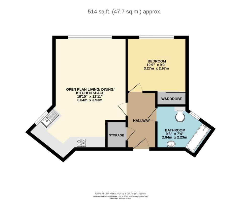 1 bedroom flat for sale - floorplan