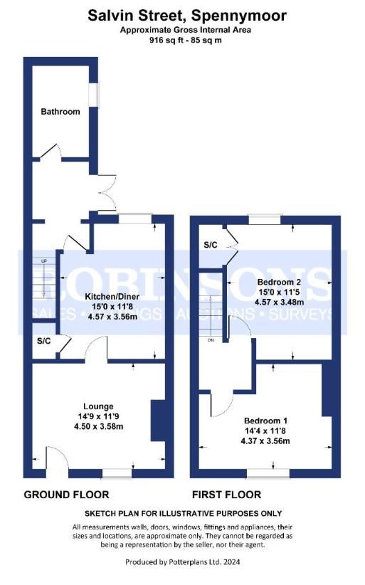 2 bedroom terraced house for sale - floorplan