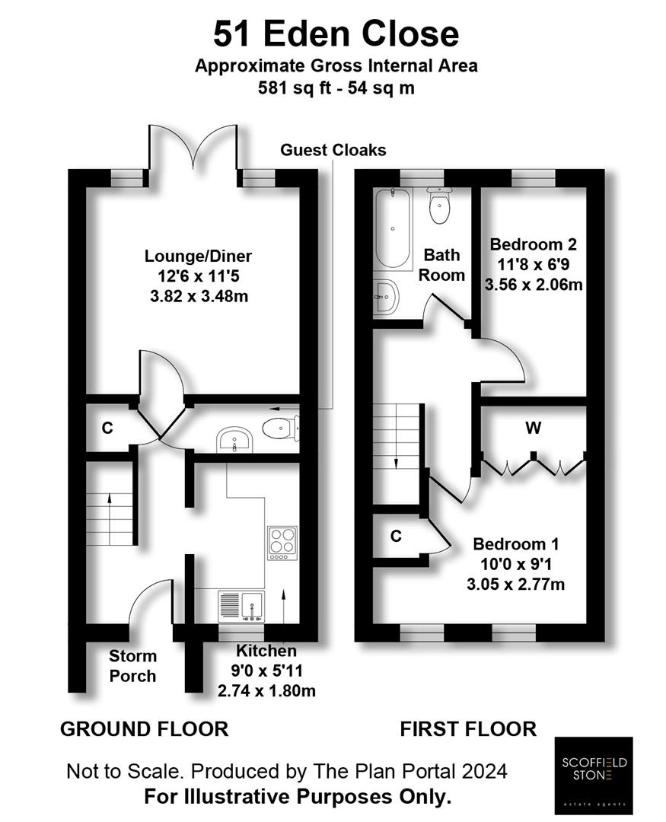 2 bedroom town house for sale - floorplan